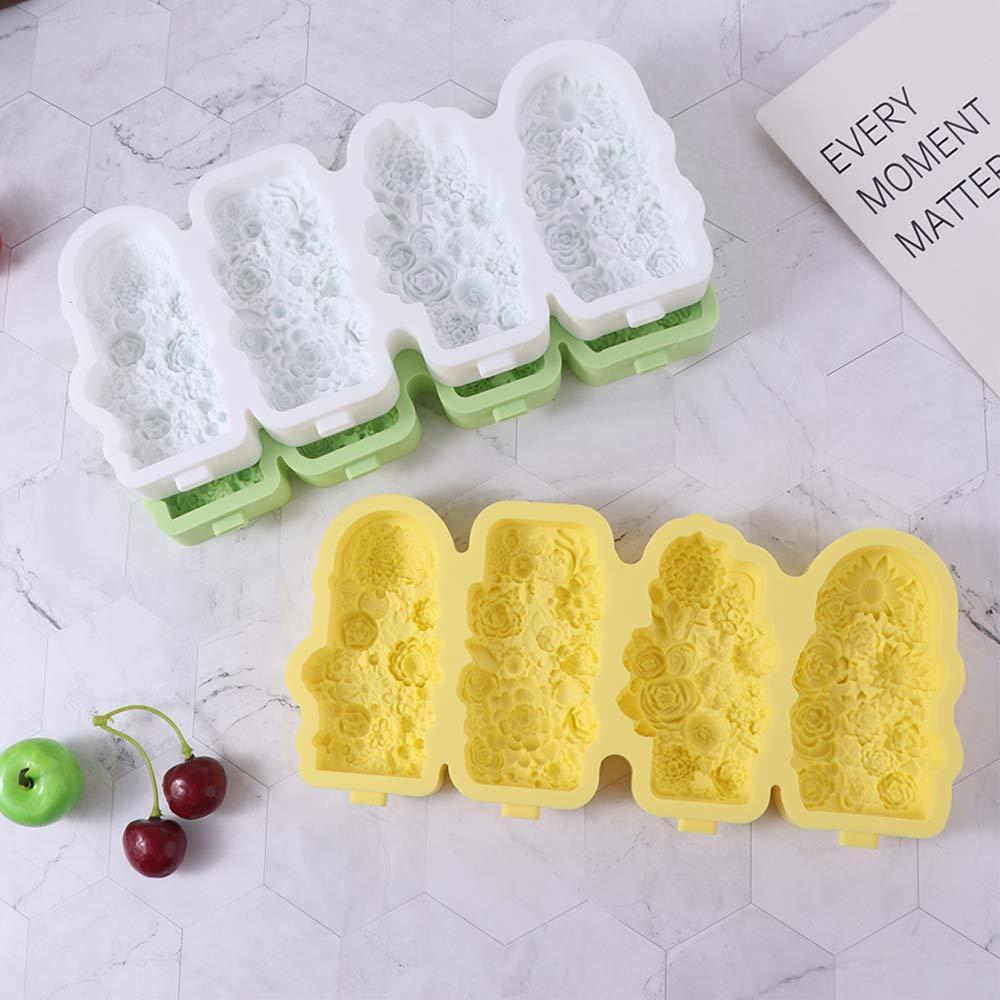 Food Grade Carved Flower Popsicle Mold Silicone Popsicles Maker Flower Ice Cream Molds for Home