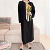New Arrivals Open Run Two Tone Loose Fit Ribbon Tie Long Sleeve Dress