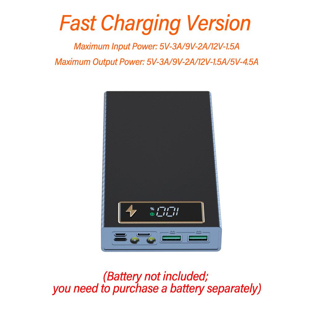 6 Cells 18650 DIY Power Bank Case Kit Detachable No Soldering 22.5W Fast Charge Mobile Power Shell Wireless Charge No Battery