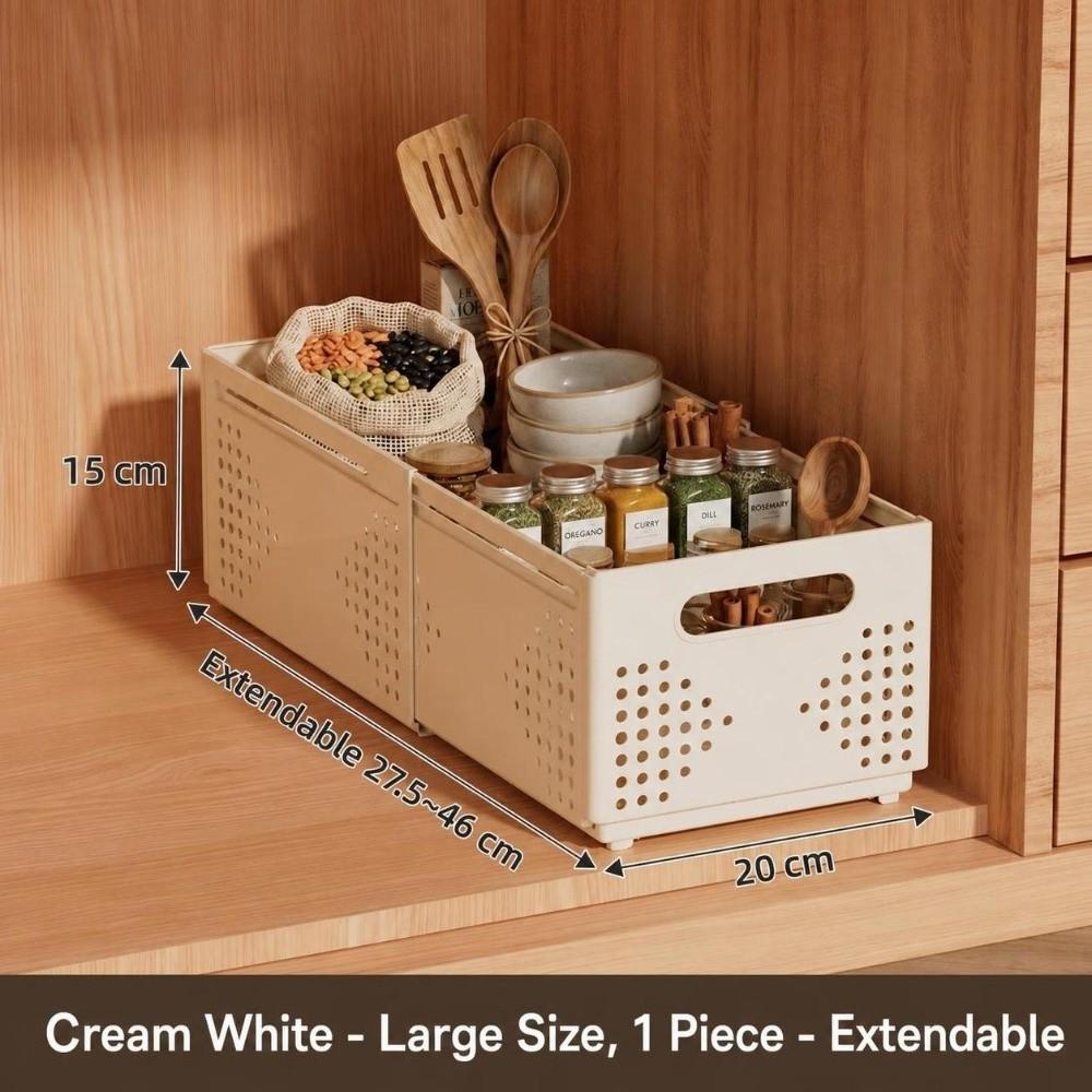 Space Saving Cabinet Storage Box Plastic Expandable Organizer Durable Retractable Storage Box Home