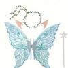 Sparkling Wings Wreath Elf Ear Set Foldable Fairy Cosplay Set Butterfly Wings Set  Themed Party