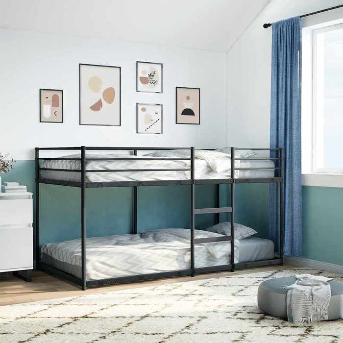 VidaXL Bunk Bed Without Mattress Black 90x200 Cm Steel, Bed Frame, Slatted Base, Bedroom Furniture, Loft Bed, 4019877