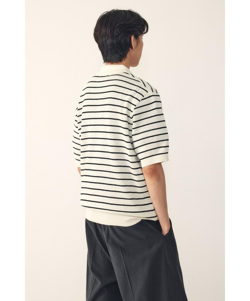 STUDIO TOMBOY [Men] Striped Collared Neck Short Sleeve Knit_Ivory 91M6252221