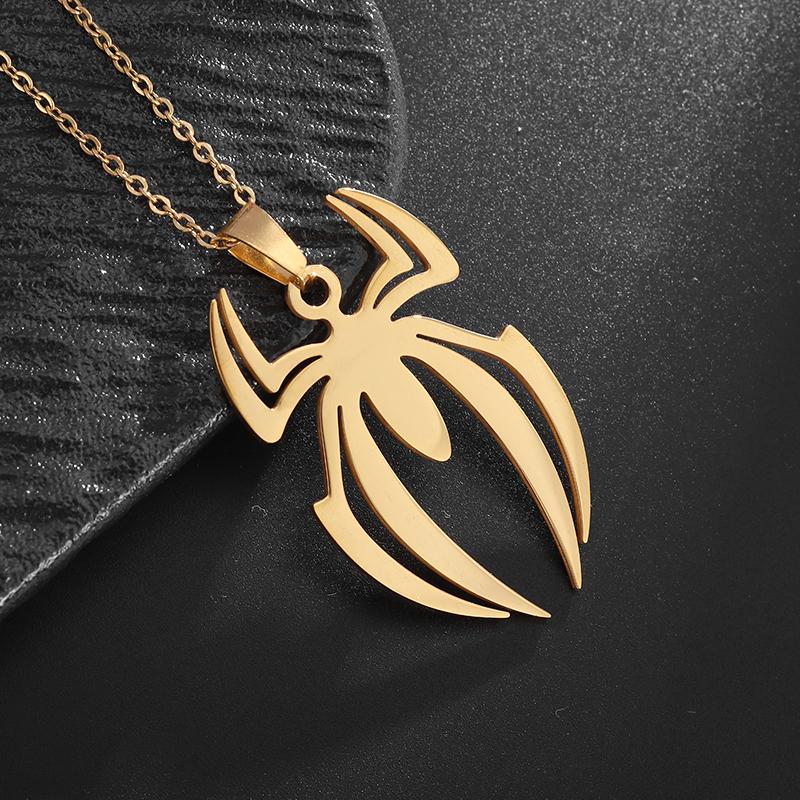 Stainless Steel Simple Personalized Spider Pendant Necklace Men and Women Fashion Party Pendant Jewelry Gift