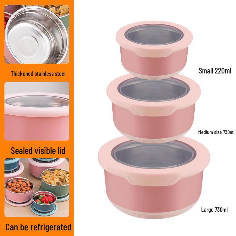 Stainless Steel Food-Grade Sealed Soup & Bento Bowl for Refrigerator