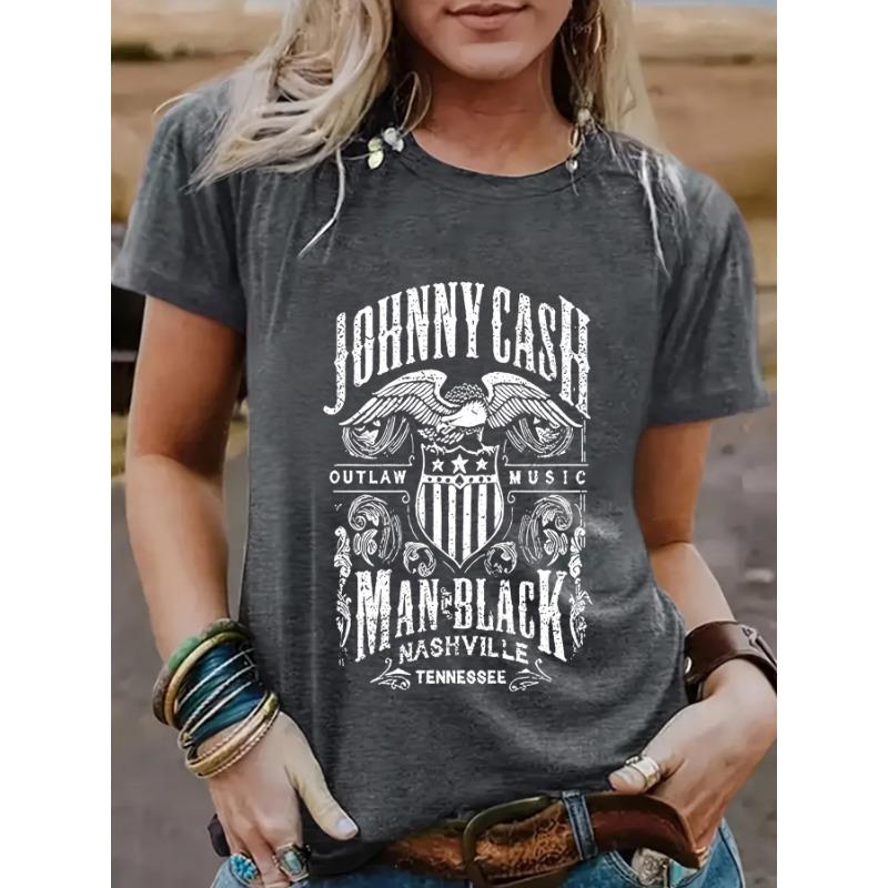 

Женская повседневная и модная футболка с узором в виде буквы «Орел», круглым вырезом и коротким рукавом M