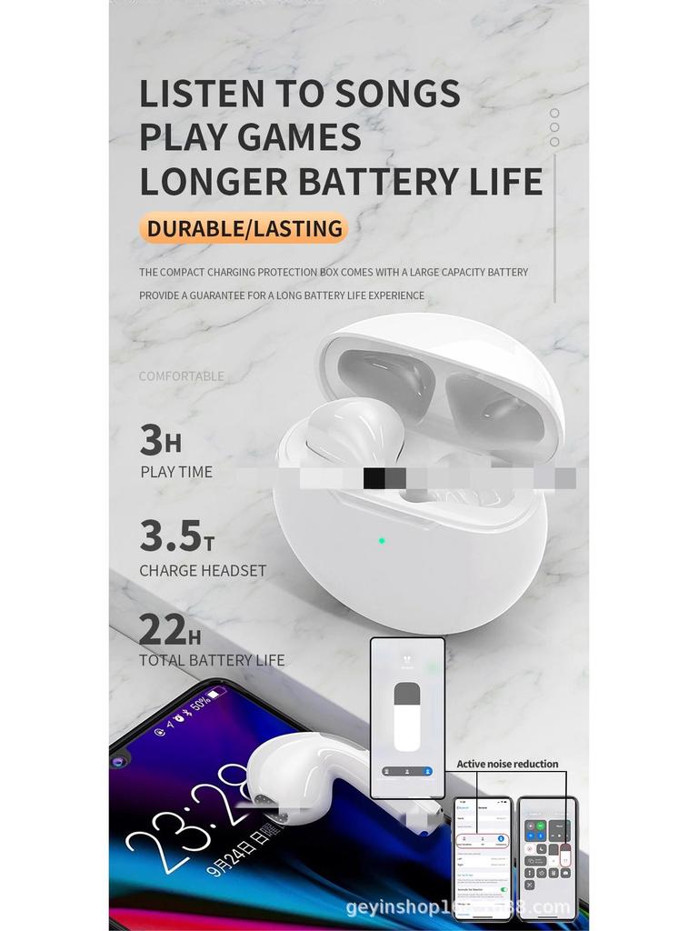 Huaqiangbei Pro6 Bluetooth Headphones - Long Battery Life, High-Quality In-Ear Wireless Audio