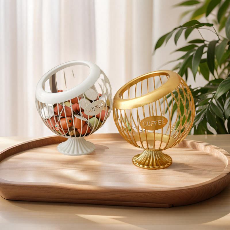 1Pcs Iron Coffee Capsule Holder Fruit Snack Storage Rack Multifunctional Hollow Coffee Pod Storage Rack Suitable For Home Cafes