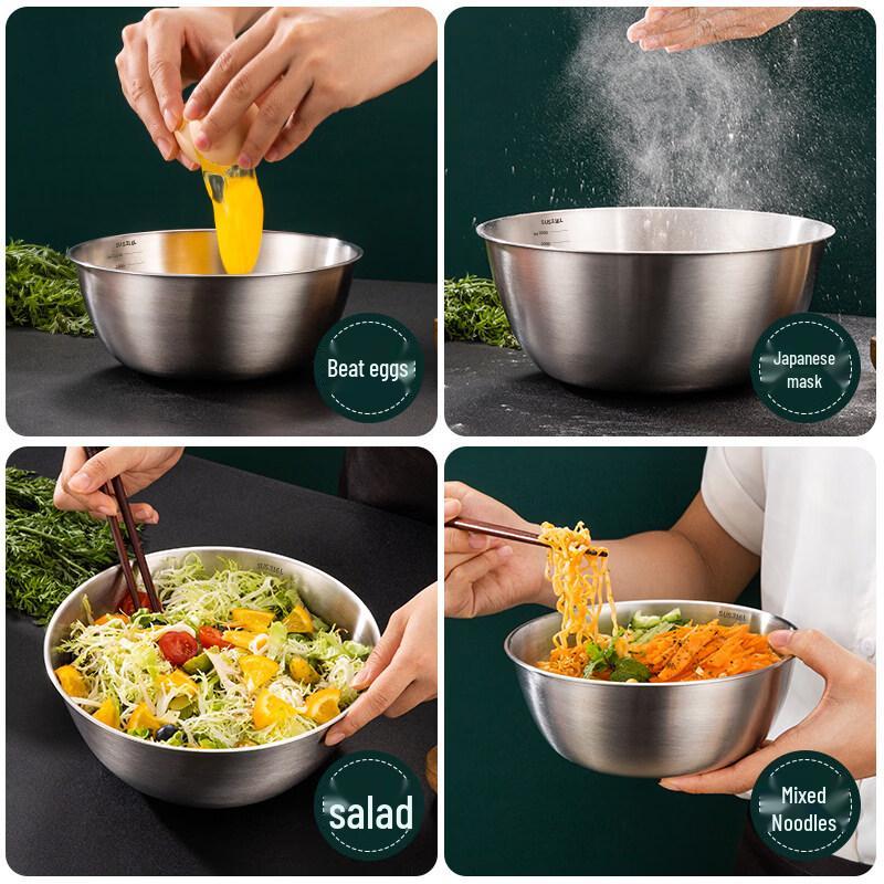 ZISIZ Food Grade 316 Stainless Steel Mixing Bowl