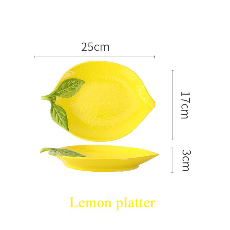 Cartoon Lemon Shaped Ceramic Salad Bowl, Creative Fruit Snack Plate, Soup Bowl, Family Kitchen Utensils Accessories