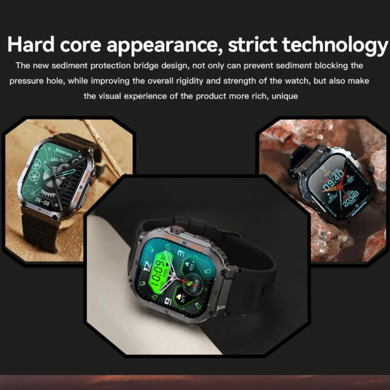 2025 New Outdoor Sports Fitness Smartwatch for Men 1.96 Inch Screen Bluetooth Calling Waterproof Watches Blood Oxygen Reloj Hombre