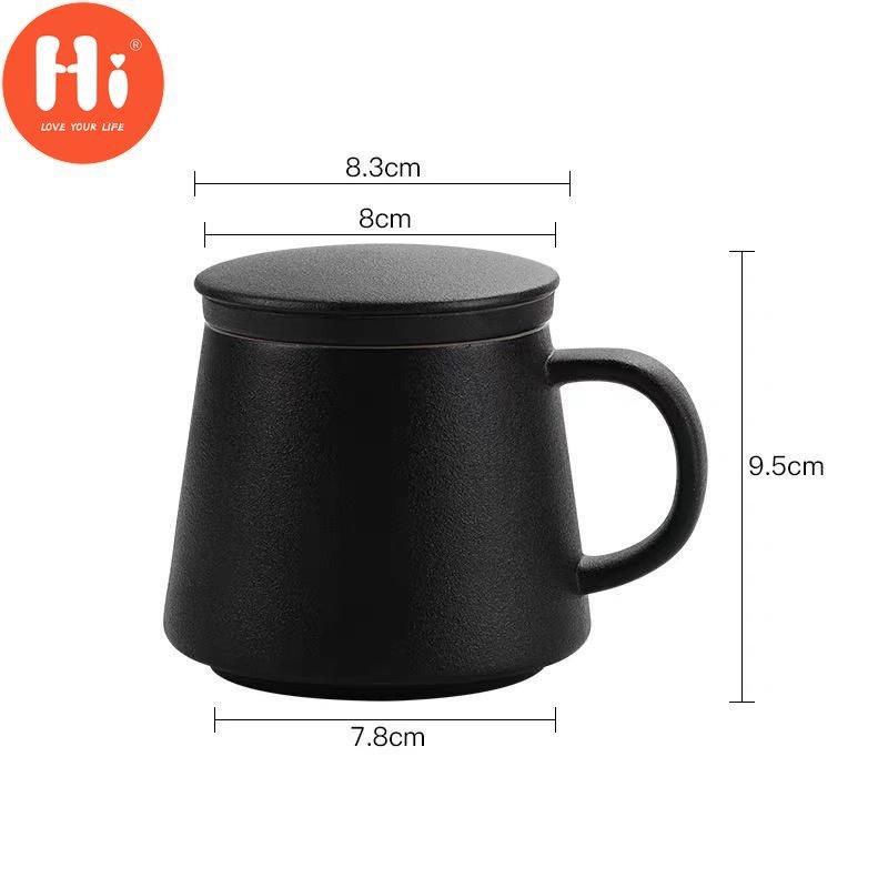 Hi 350ML Ceramic TeaCup With Lid and Infuser Cover Filter Wooden Handle Milk Coffee Juice Cup Tumbler Water Mugs Drinkware