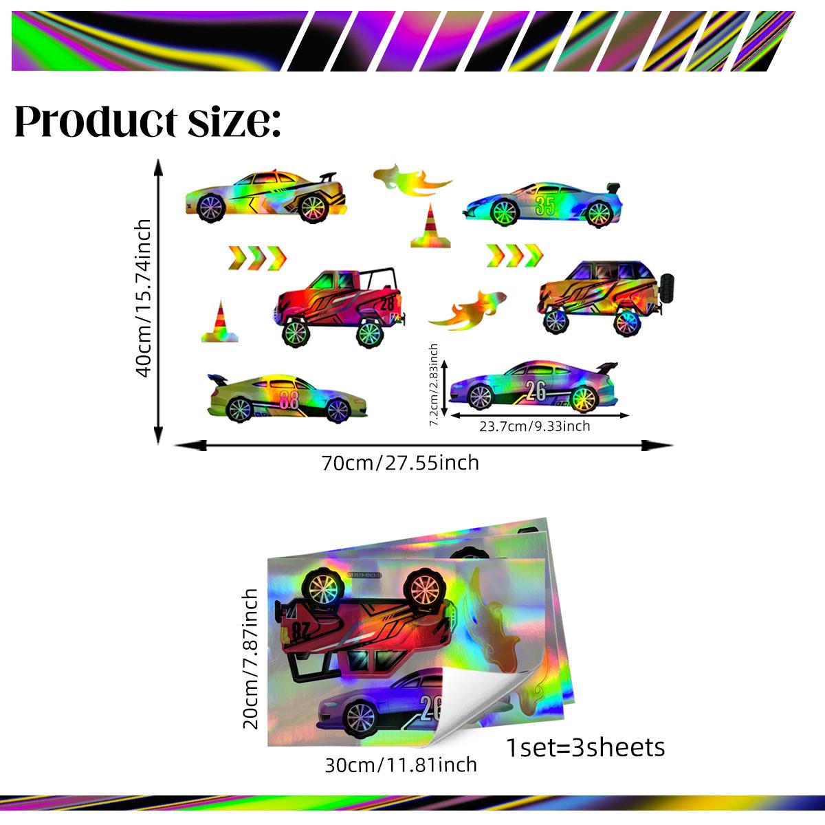 

Ls13519 Лазерный Материал Постепенное Изменение Цвета Дорожная Машина Наклейка на Стену Угол Обзора Разный Цвет Рисунка