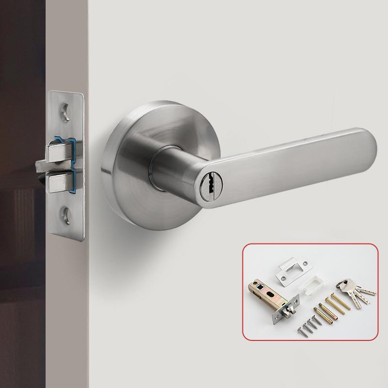 Door Handle Door Lock High-Grade Zinc Alloy Replacement Spherical Lock Bedroom Bathroom Three-Bar Door Lock Hardware