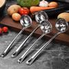 Stainless Steel Deep Bottom Soup Ladle and Strainer for Serving Soup and Porridge in Restaurants and Kitchens.