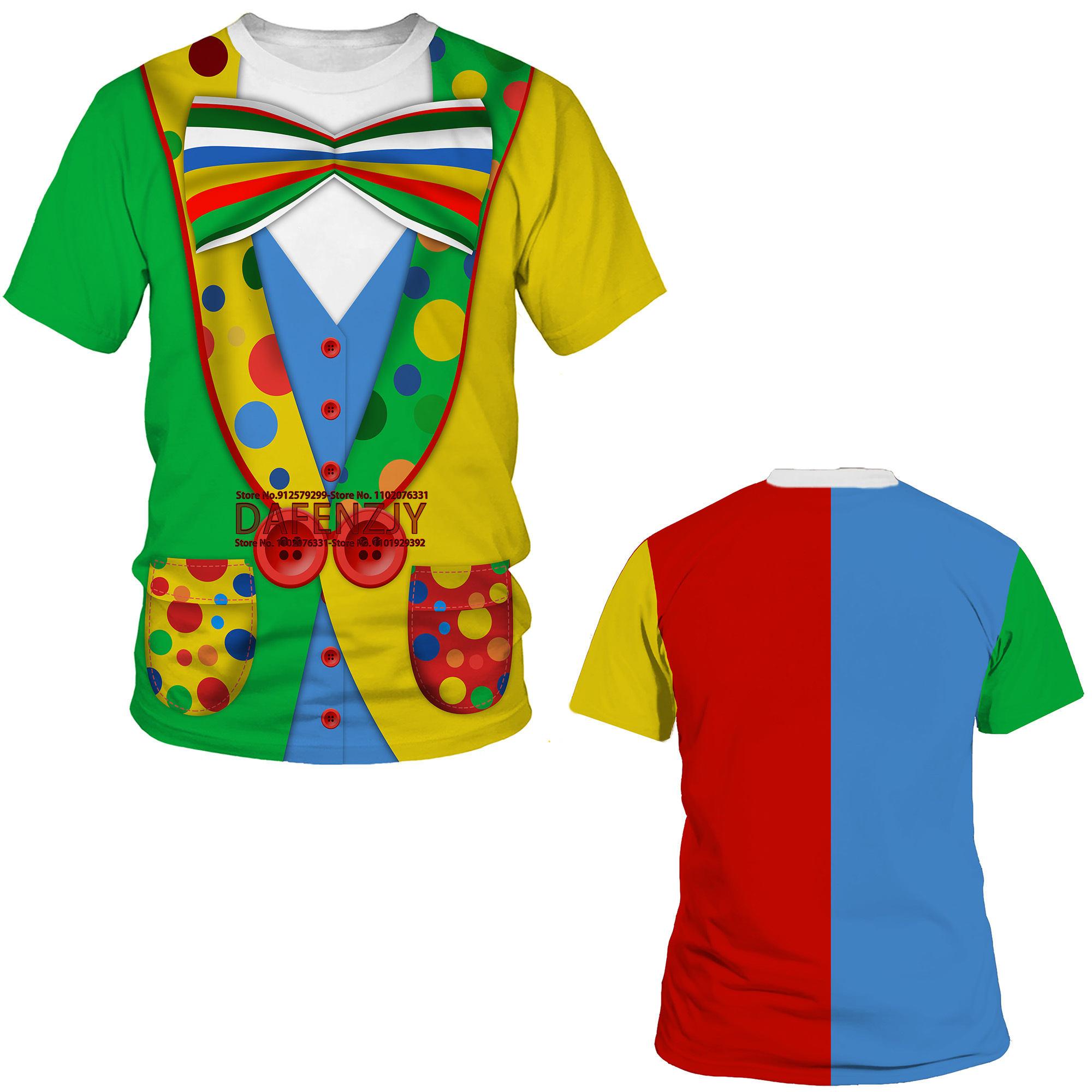 

3D футболка для мужчин и женщин костюм клоуна смешной короткий рукав тематическая вечеринка карнавал день рождения новинка футболка топ Хэллоуин косплей цирк L чёрный