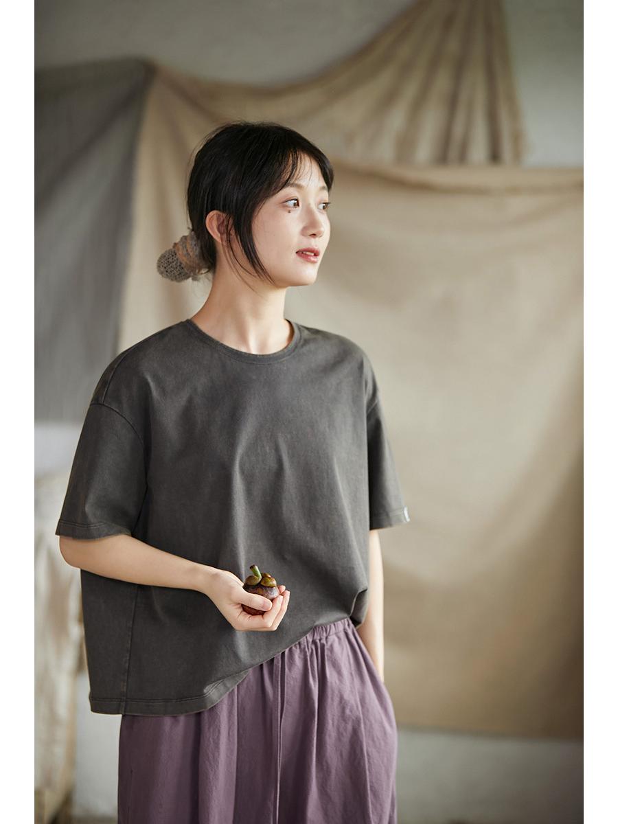 Summer Retro Colorful Distressed Knit Women s T-Shirt Large