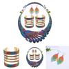 Colorful Necklace Earrings Bracelet Three Piece Set With Peacock Shaped Designss For Gift And Party