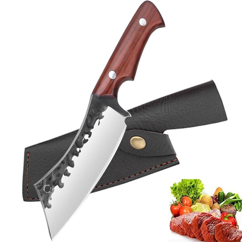 

Stainless Steel Boning Knife Kitchen Utility Knife Meat Cleaver Butcher Knife Handmade Forge Knife Wooden Handle Ftuit Knife