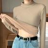 Half High Neck Solid Color Women's Base Shirt Warm Long Sleeved Top