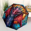 1pc Dragon StainedGlass Automatic Open/close Umbrella, 8-Rib sturdy structure, Portable Travel Umbrella, Parties, Everyday Use, Outdoor Acce