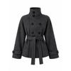Womens Loose Turtleneck Vintage Button Cardigan Wool Blend Coat Street Style Casual Outerwear