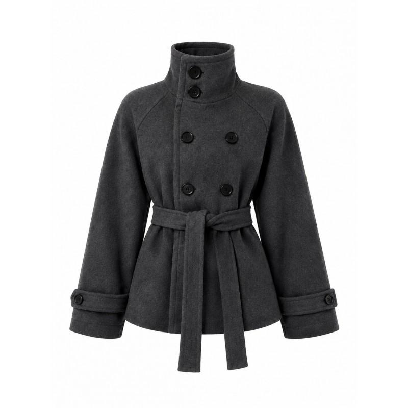 Womens Loose Turtleneck Vintage Button Cardigan Wool Blend Coat Street Style Casual Outerwear