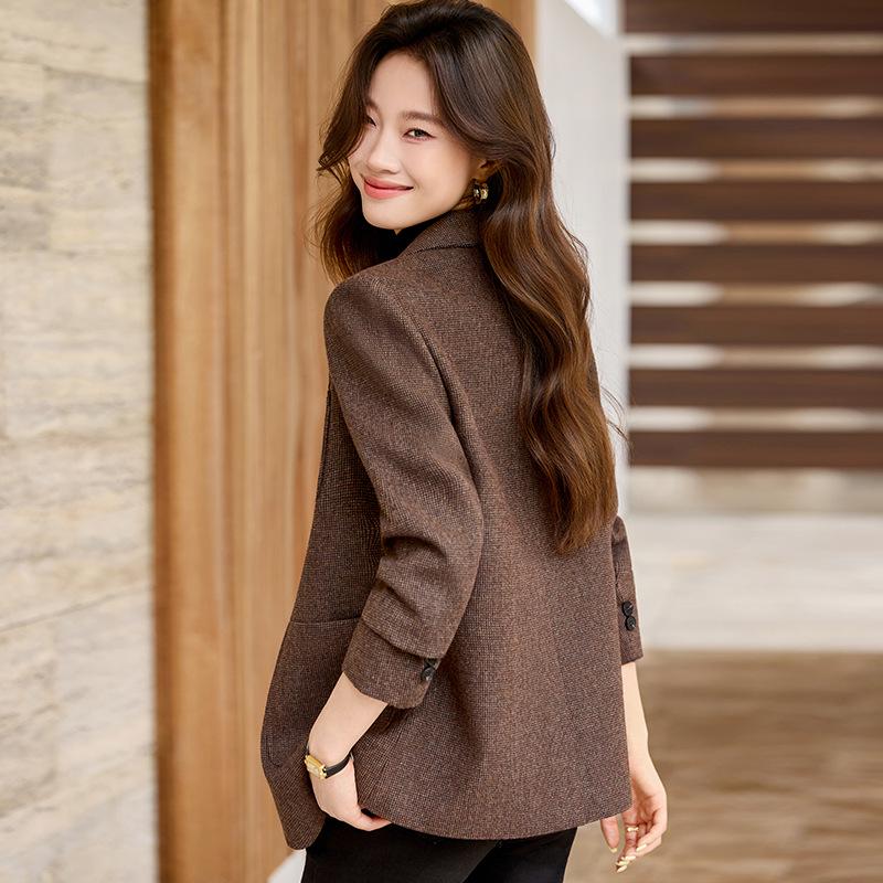 Women's High-End Wool Blend Suit Jacket - Autumn/Winter 2025 Slimming Professional Style