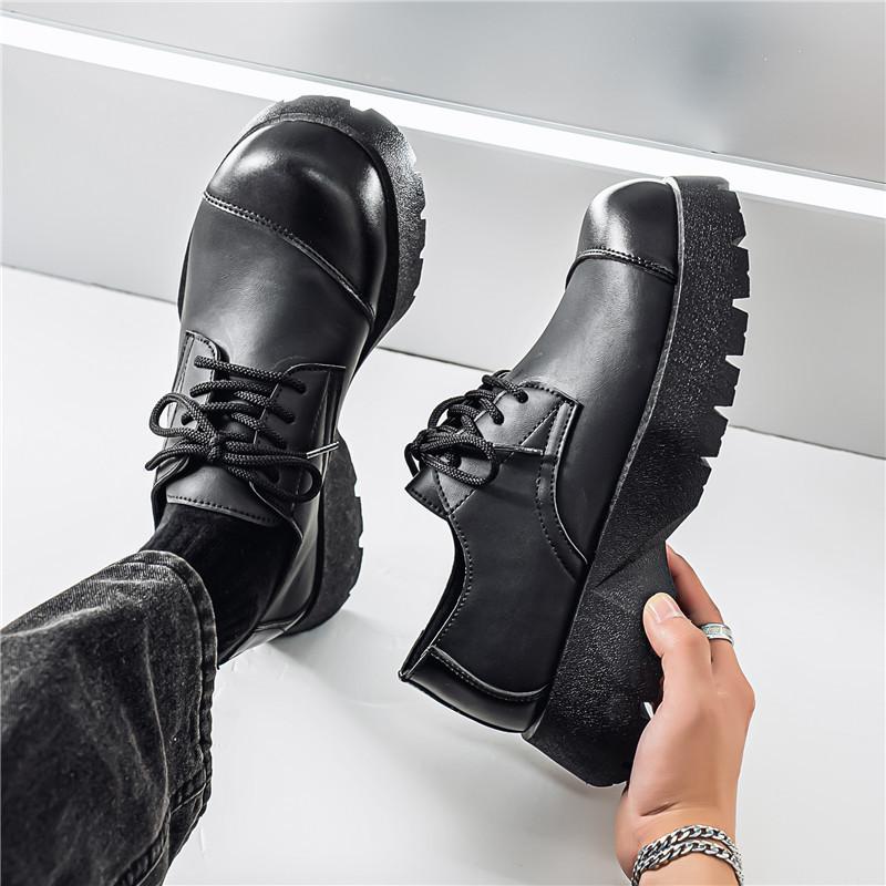 Black office leather shoes men's new spring low-top Martin boots British business casual shoes men