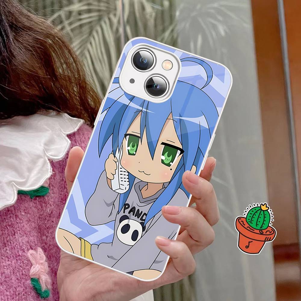 Anime Girl Lucky Star For IPhone 14 13 12 Mini 11 Pro XS Max X XR 14 Plus Tempered Glass Cover