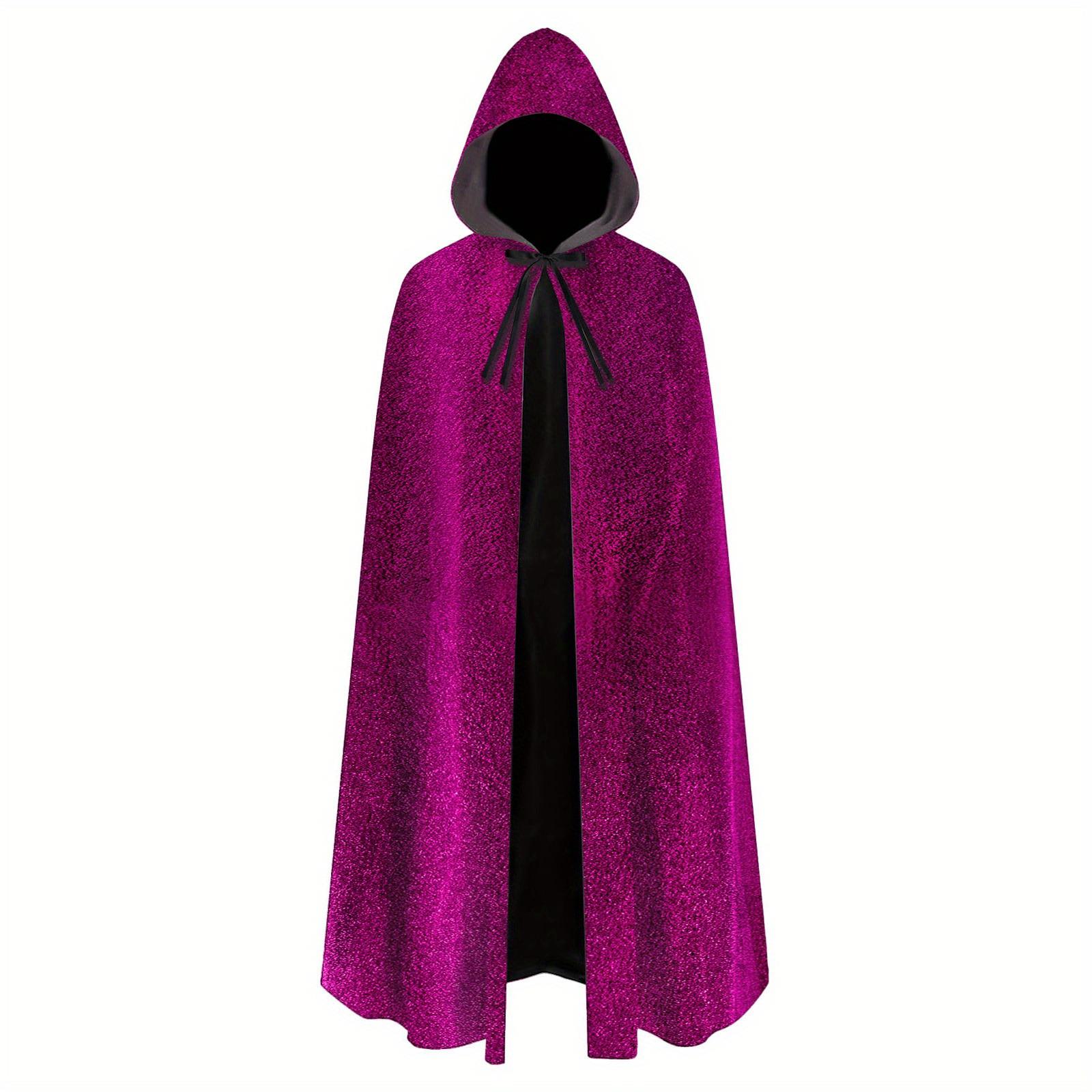 

Medieval Halloween Magic Cloak Costume with Hooded Cape Props One Size рожевий червоний колір