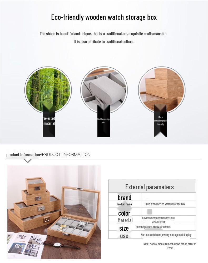 Cross-Border Bamboo Wood Watch and Jewelry Storage Box