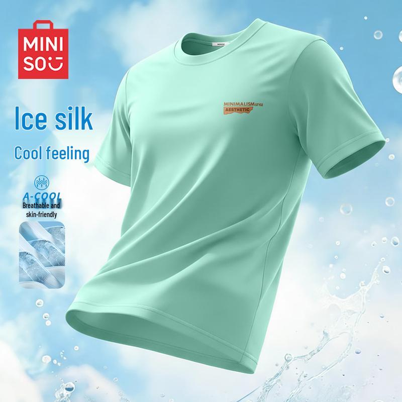 MINISO Men s Ice Silk Quick-Dry Crew Neck T-Shirt M