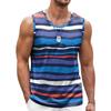 Mens Retro Stripe 3D Printed Tank Tops Fashion Summer Sleeveless Casual Sports Vest Loose Quick Dry Breathable Tees Clothes