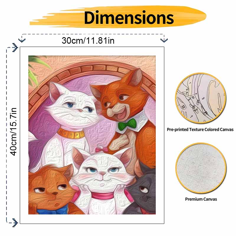 Disney Oil Painting Painting Art Aristocats Kitten Family Handmade Diy Painting Home Decoration Gift