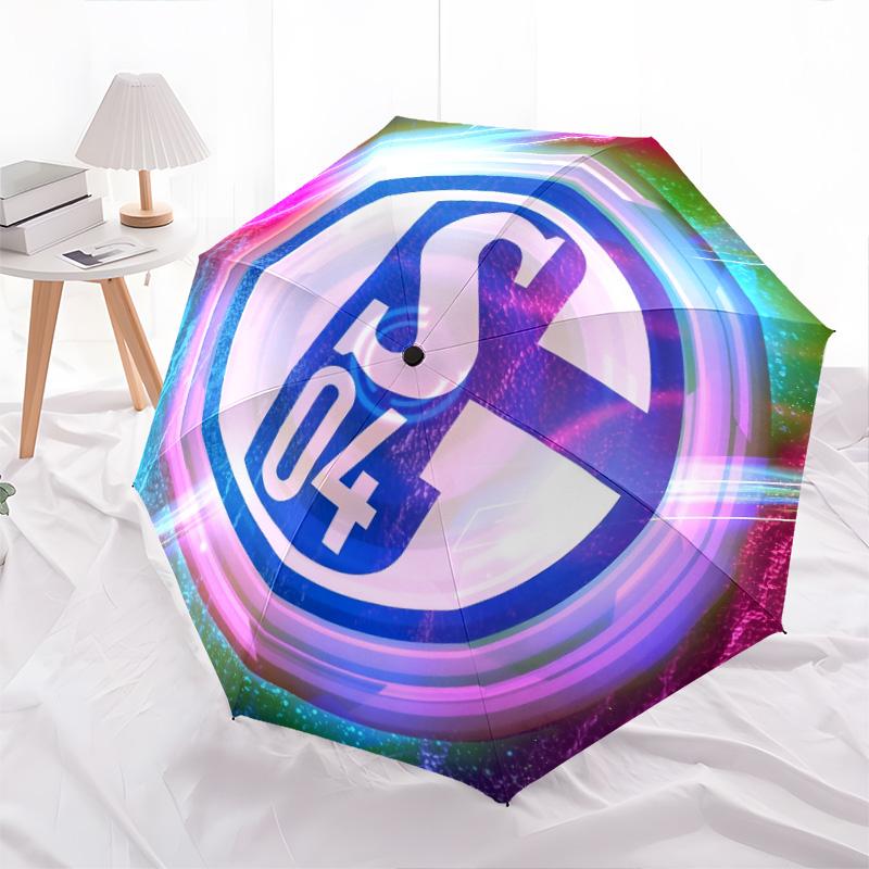 

Зонт-автомат с узором ФК Шальке 04, портативный и складной дизайн, 8 спиц, рождественский или день рождения подарок. разноцветный