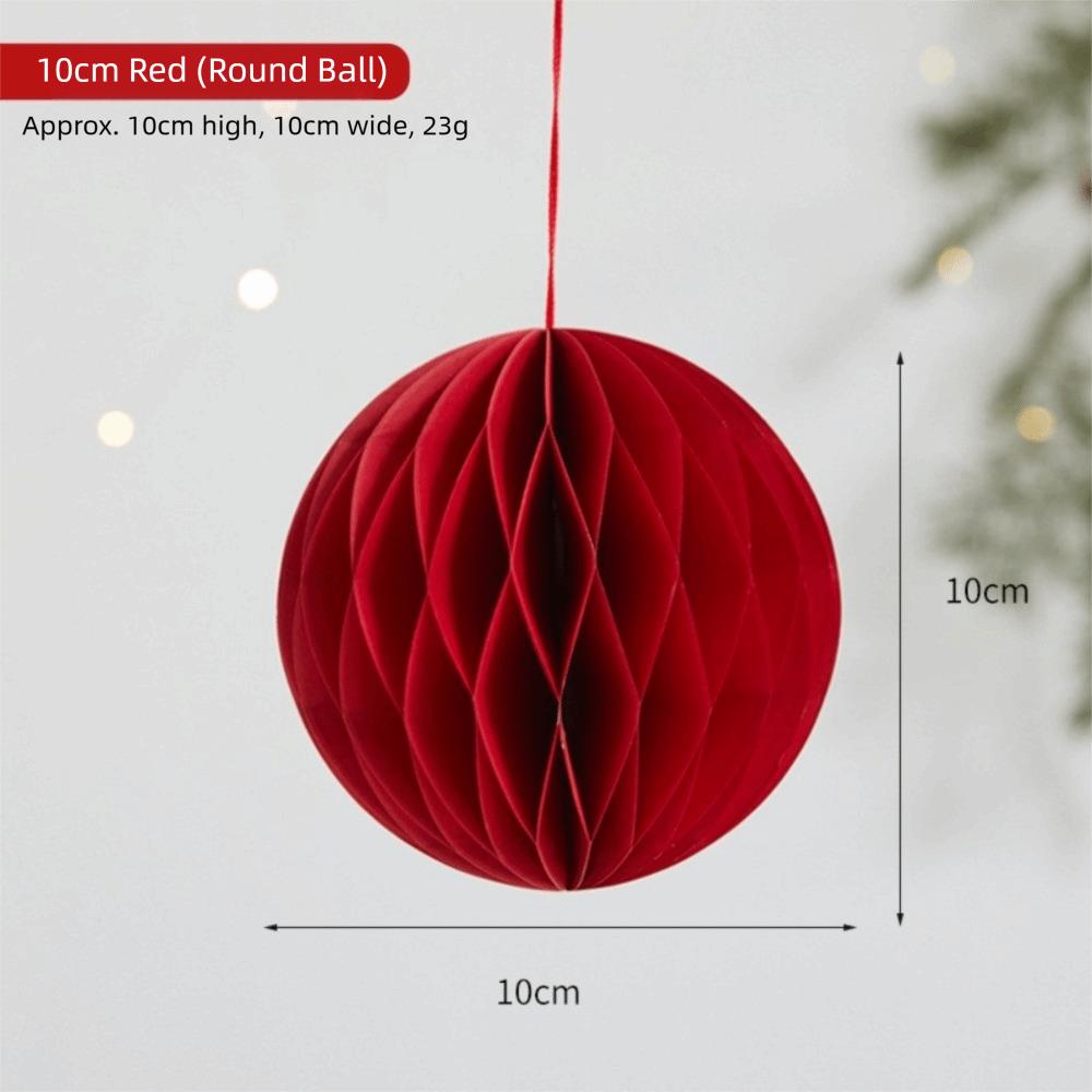 2026 Red Honeycomb New Year Decorations with Tassel Paper Christmas Tree Ornament Hanging Style Christmas Balls Patio Decor