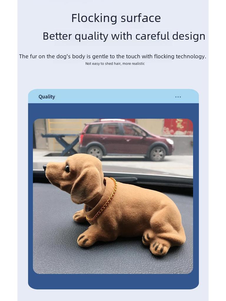 Resin Flocking Dachshund Shaking Head Car Ornament