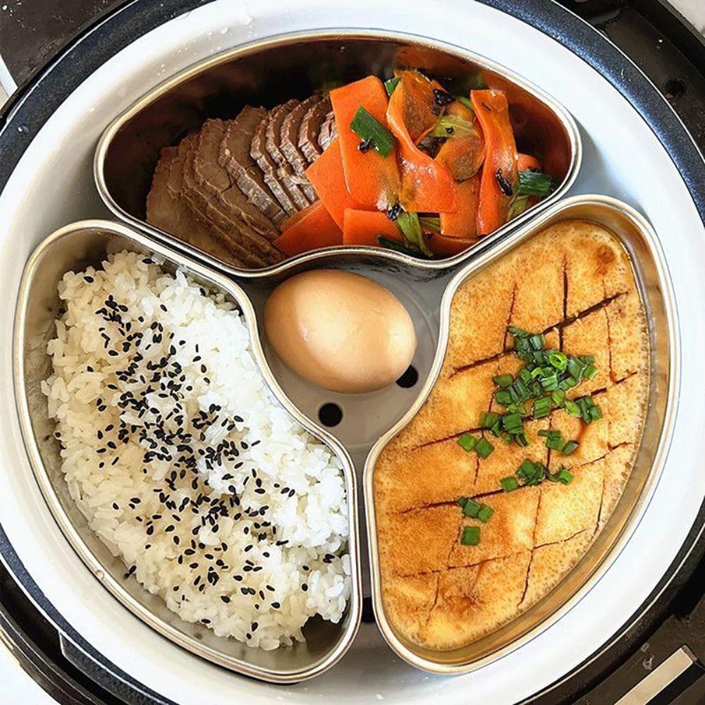 3PCS Serviceable Household Steaming Bowl Beautiful Rice Cooker Steaming Bowl  Liquid Stew Pot