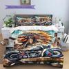 Indian Chiel Motor Pattern Bedding Quilt Set Quilt Cover Pillowcase Home Decoration Gift (1 * Duvet Cover + 2 * Pillowcase, Without Core)