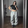 European and American casual women's clothing street style tooling trousers loose fashion waist wide-leg pants mopping pants women