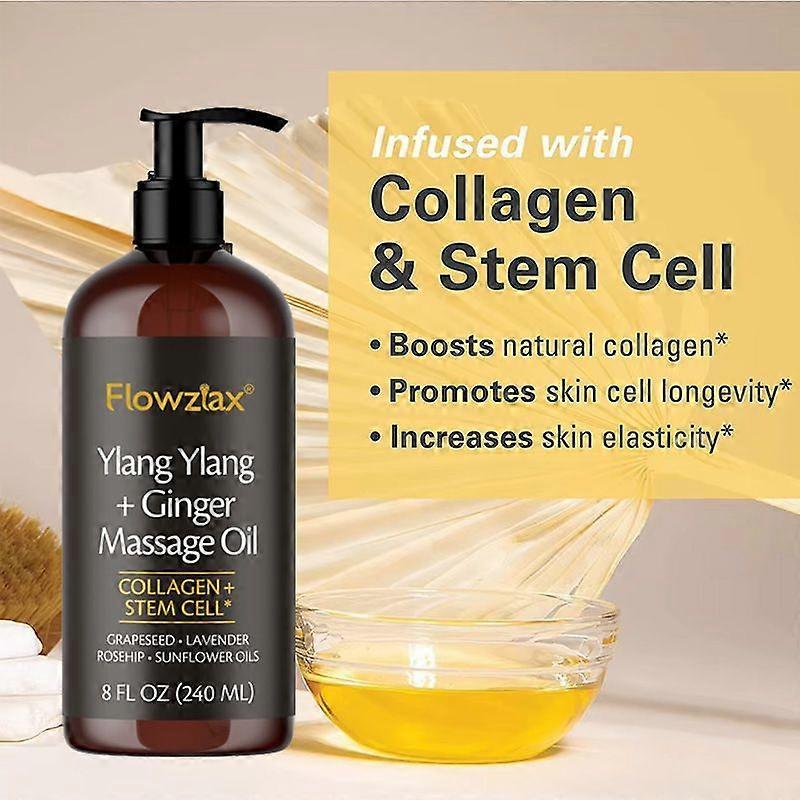 Anti-Cellulite Massage Oil Infused with Collagen & Stem Cells - Natural Cellulite & Stretch Mark Treatment - Firming Body Massage Oil, Smooth & Improv