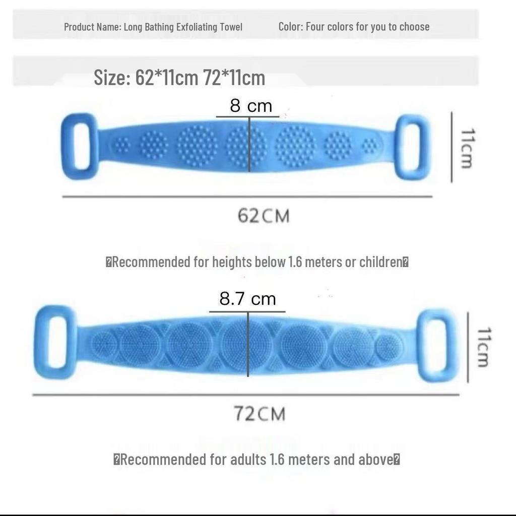 Dual-Sided Silicone Bath Scrubber, Thickened Long Strip Towel (180g)