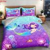 Set Copripiumino con Stampa Sirena 3 Pezzi Letto Matrimoniale Poliestere Traspirante Cerniera Nascosta Copripiumino 2 Federe Stanza Studenti