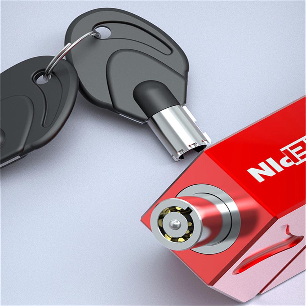 2 In 1 CNC Motorcycle Handlebar Lock Brake Handle Helmet Anti-theft Key Lock Red