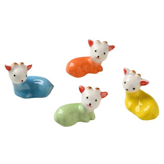 1/4 Pièces Repose-baguettes en Céramique Agneau Mouton Dîner Baguettes Cuillères Fourchettes Support Animal Vaisselle Support Rangement Décoration Table de Cuisine