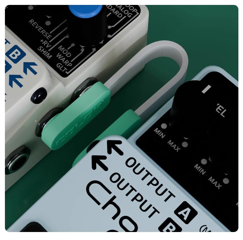 GIMI 20cm Color Patch Cable Space Saving Flat Cable for Guitar Effector Type 3 Pack L-L (Black-3pcs, 20cm)