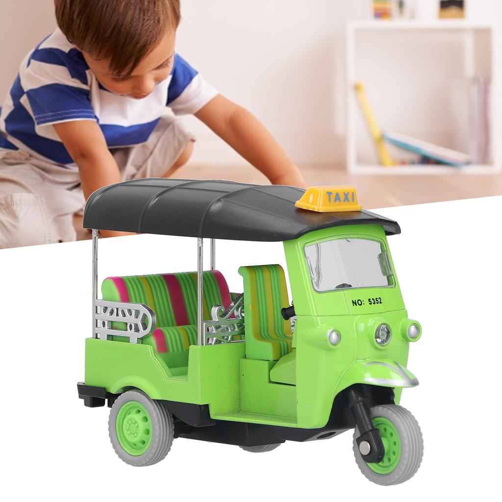 Rückziehbarer Thai-Dreirad-Simulations-Legierungs-Tuk-Tuk-Auto-Modellspielzeug Kinderfahrzeugspielzeug Grün