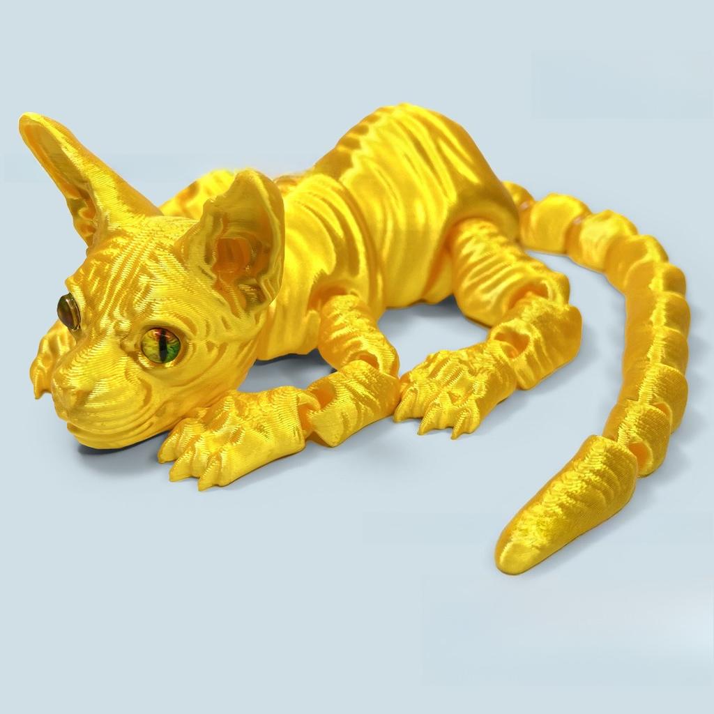 3D-gedruckte Sphynx-Katze Realistische Nacktkatzen-Figur Niedliches 3D-gedrucktes Spielzeug Bewegliches Fidget-Spielzeug für Liebhaber Wohndekor