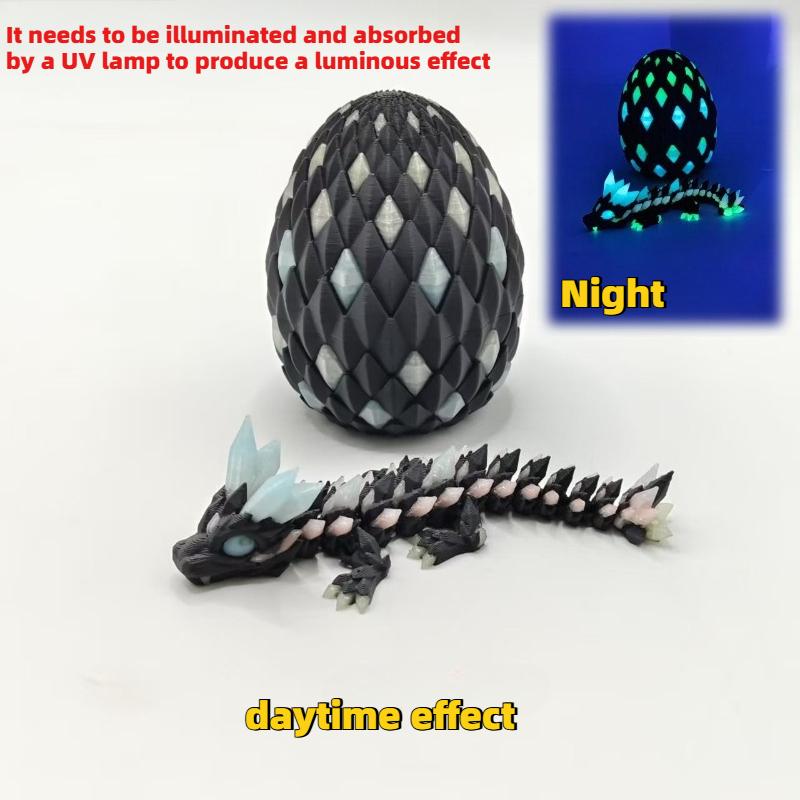 3D Printed Colorful Luminous Crystal Dragon Toy Joint Movable Simulation Animal Gemstone Dragon Model Desktop Decor Decoration